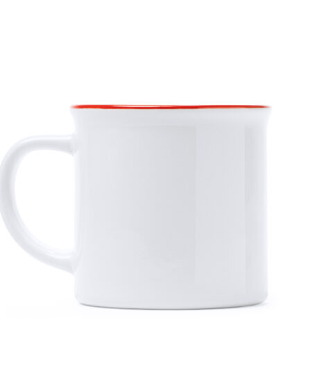 Tazza Bianca Vintage Bordino Rosso in Ceramica per la Sublimazione