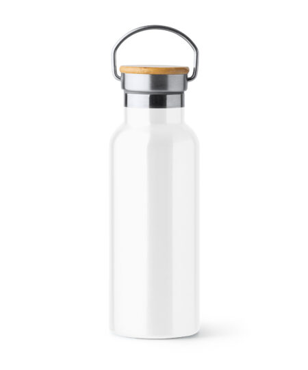 Bottiglia in acciaio inox 304 con coperchio in bambù (Boina). Capacità 620 ml.