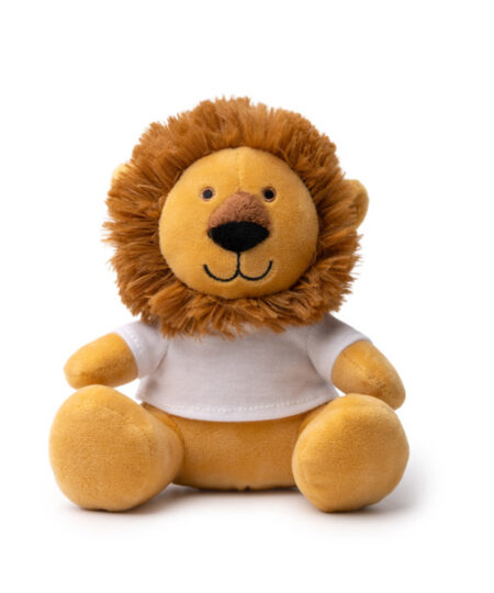 Leo. Peluche a forma di leoncino con maglietta in Poliestere Cotton-Touch personalizzabile.